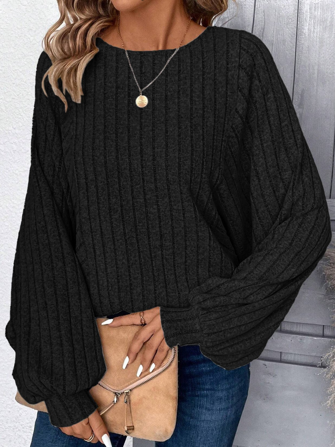 Plus Size Round Neck Batwing Sleeve T-Shirt