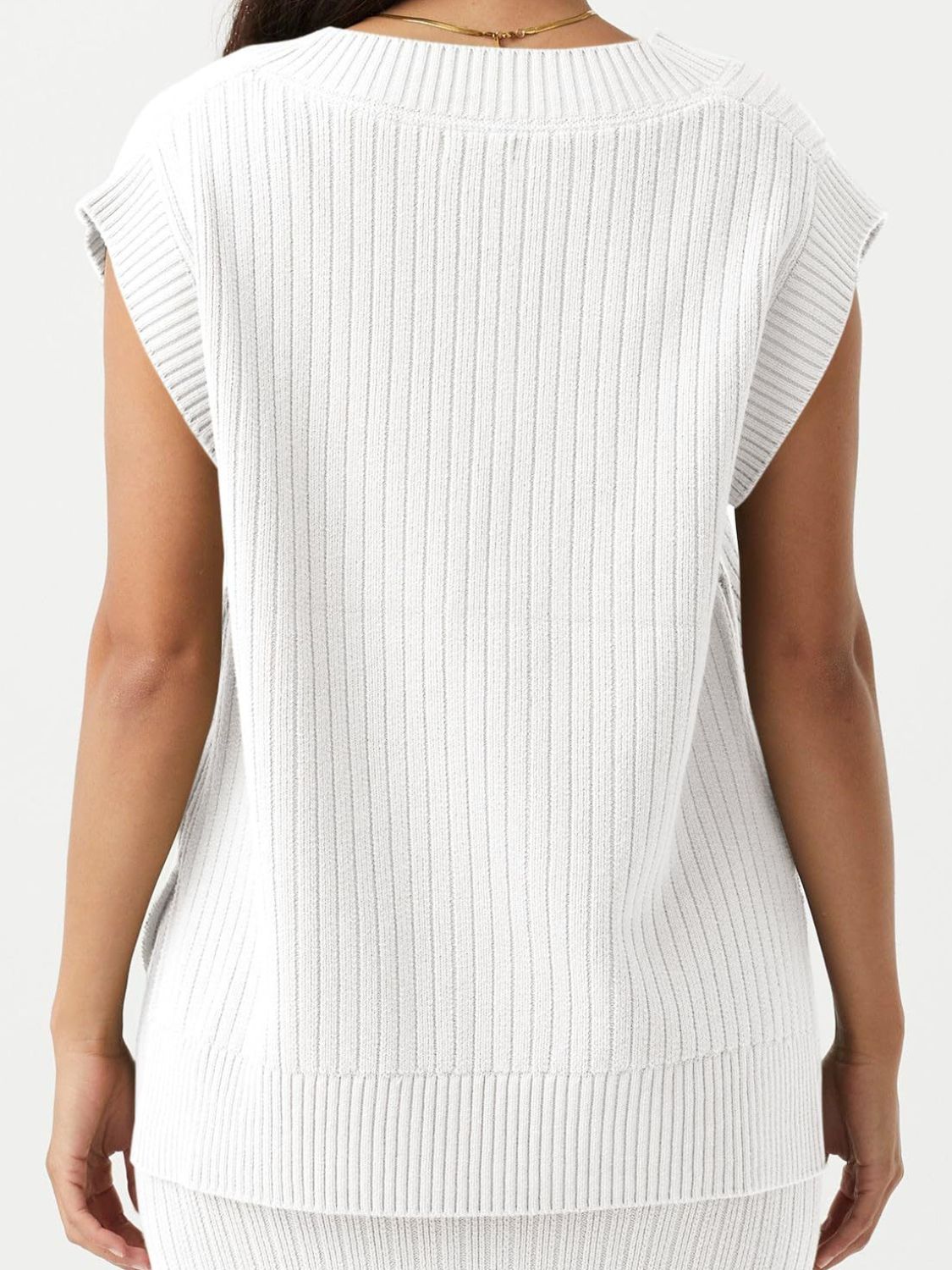 Mandy Ribbed V-Neck Sweater Vest