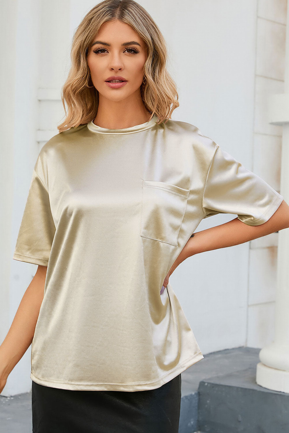 Round Neck Dropped Shoulder Top