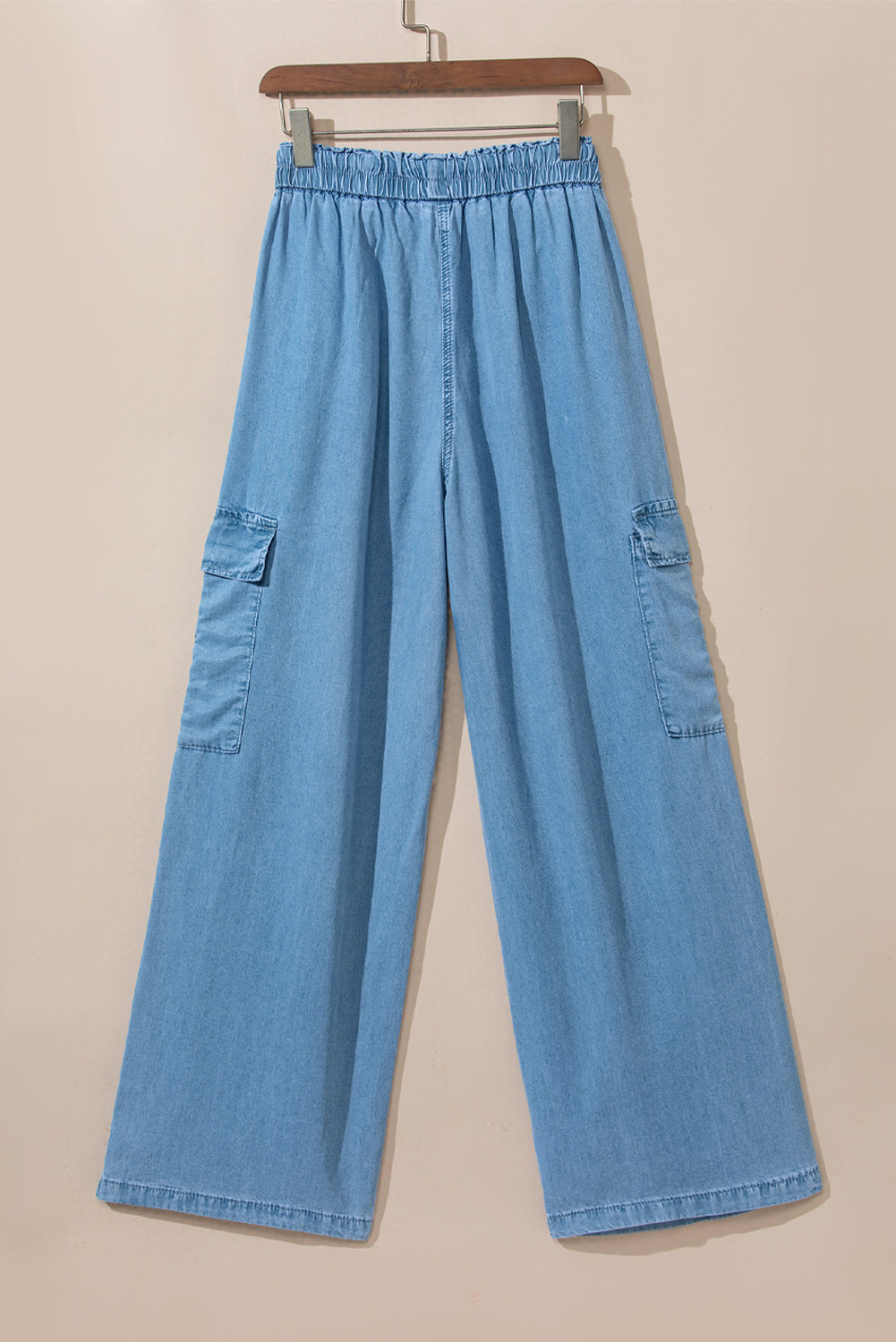 Drawstring Cargo Pocket Wide Leg Jeans