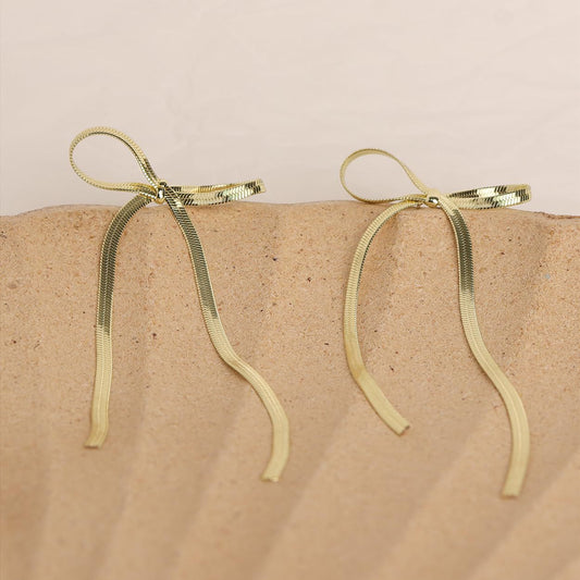 Stainless Steel Bow Bar Earrings