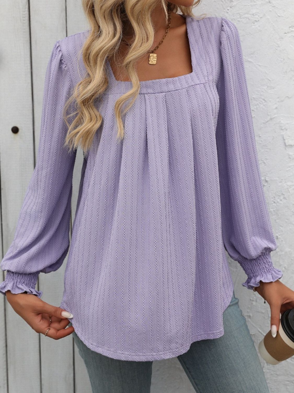 Mandy Square Neck Long Sleeve Top