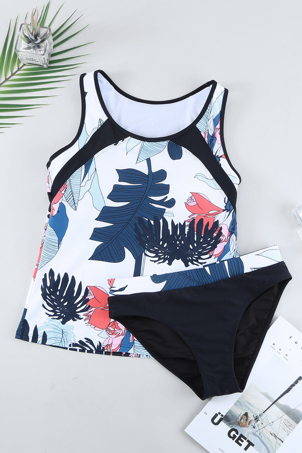 Printed Wide Strap Tankini Set