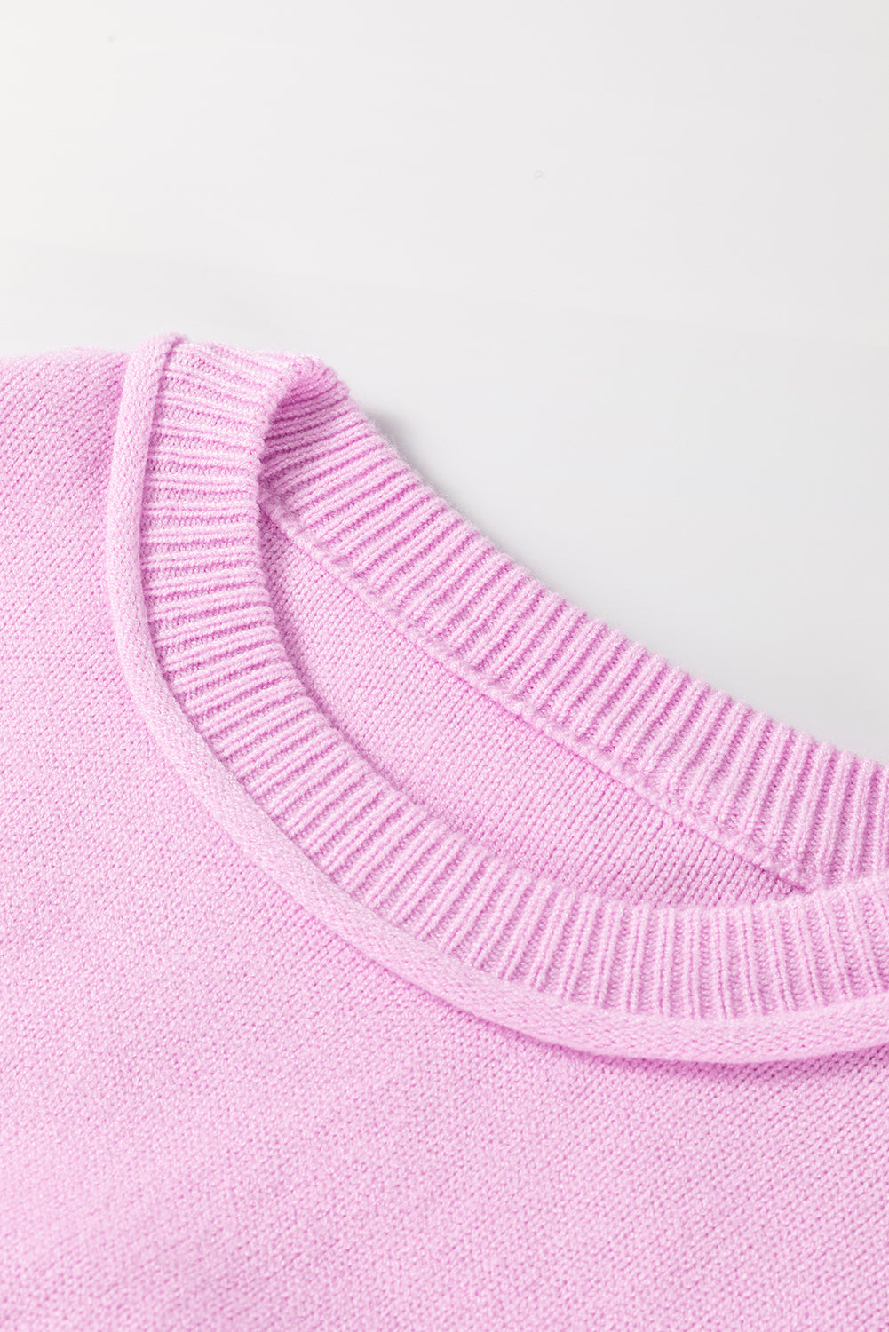 Roll Hem Ribbed Detail Drop Shoulder Sweater